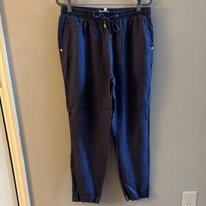 Ellen Tracy Women's Navy Skinny Linen Pants